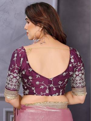 Pink embroidered lace border with matching blouse piece 4