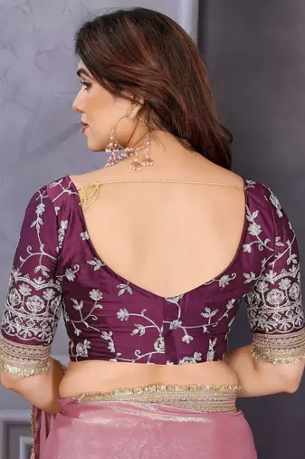 Pink embroidered lace border with matching blouse piece