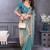 Blue embroidered lace border saree with matching blouse piece