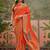 Orange ethnic motifs zari saree with blouse piece