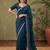 Teal floral embroidered tissue designer saree