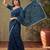 Teal floral embroidered tissue designer saree