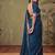 Teal floral embroidered tissue designer saree