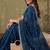 Teal floral embroidered tissue designer saree