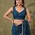 Teal floral embroidered tissue designer saree