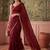 Maroon floral embroidered tissue designer saree