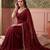 Maroon floral embroidered tissue designer saree