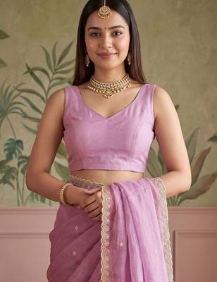 Lavender floral embroidered tissue designer saree 5