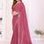 Pink embroidered lace work saree with matching blouse piece