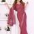 Pink embroidered lace work saree with matching blouse piece