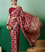 Maroon zari woven kanjeevaram saree with blouse