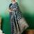 Teal zari woven checkered saree with blouse