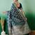 Teal zari woven checkered saree with blouse