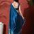 Blue ready to wear satin floral digital printed saree