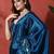 Blue ready to wear satin floral digital printed saree
