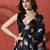 Black ready to wear satin floral digital printed saree