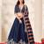 Navy Blue Embroidered Silk Blend Wedding Lehenga Choli Set