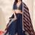 Navy Blue Embroidered Silk Blend Wedding Lehenga Choli Set