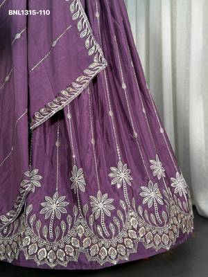 Purple Resham Embroidered Silk Blend Party Wear Lehenga Choli 3