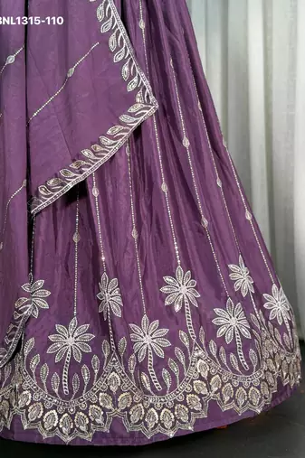 Purple Resham Embroidered Silk Blend Party Wear Lehenga Choli