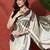 Off white ready to wear satin floral digital printed saree