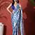 White ready to wear satin floral digital printed saree