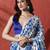 White ready to wear satin floral digital printed saree