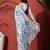 White ready to wear satin floral digital printed saree