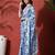 Blue ready to wear satin floral digital printed saree