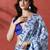 Blue ready to wear satin floral digital printed saree
