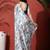 White ready to wear satin floral digital printed saree