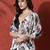 Off white ready to wear satin floral digital printed saree