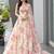 Light Pink Floral Printed Organza Haldi Lehenga Choli Set