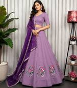Lavender Mirror Work Navratri Lehenga Choli Set