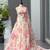 Light Pink Floral Printed Organza Haldi Lehenga Choli Set