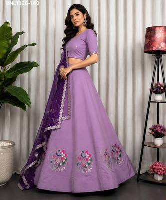 Lavender Mirror Work Navratri Lehenga Choli Set 2