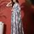 Grey ready to wear satin floral digital printed saree