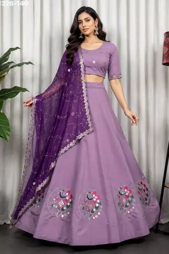 Lavender Mirror Work Navratri Lehenga Choli Set