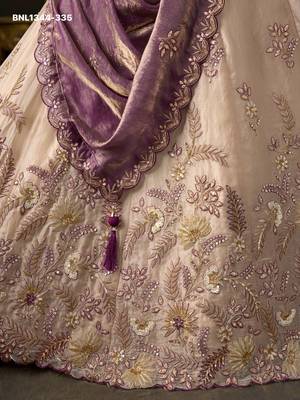 Champagne Zari Embroidered Silk Blend Wedding Lehenga Choli 2