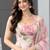 Light Pink Floral Printed Organza Haldi Lehenga Choli Set