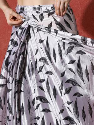 Grey ready to wear satin floral digital printed saree 5