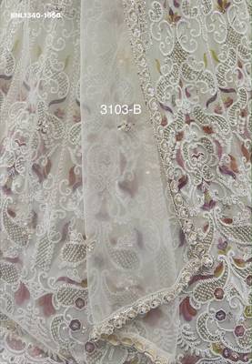 Beige Zari Embroidered Net Party Wear Lehenga Choli Set 4