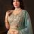 Champagne Teal Zari Embroidered Silk Blend Wedding Lehenga Choli