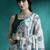 White ethnic motifs printed & mirror work saree with blouse