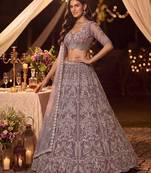 Lilac Zari Embroidered Net Party Wear Lehenga Choli Set