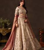 Ivory Zari Embroidered Silk Blend Wedding Lehenga Choli
