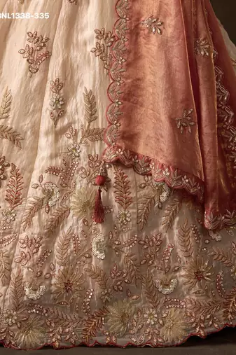 Ivory Zari Embroidered Silk Blend Wedding Lehenga Choli