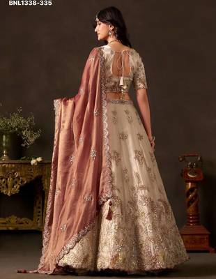 Ivory Zari Embroidered Silk Blend Wedding Lehenga Choli 3