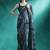 Teal printed & embroidered saree with blouse