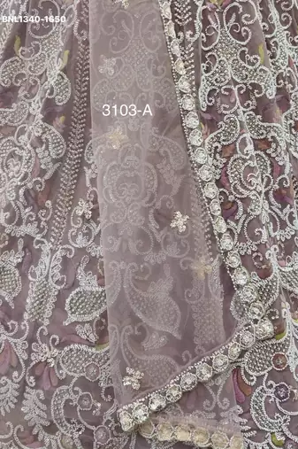 Lilac Zari Embroidered Net Party Wear Lehenga Choli Set